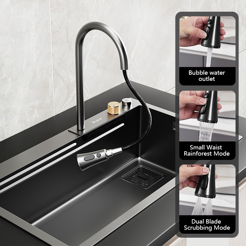 F1-7546 Modern Multifunction Nano Waterfall Large Capacity Pice Stainless Steel 