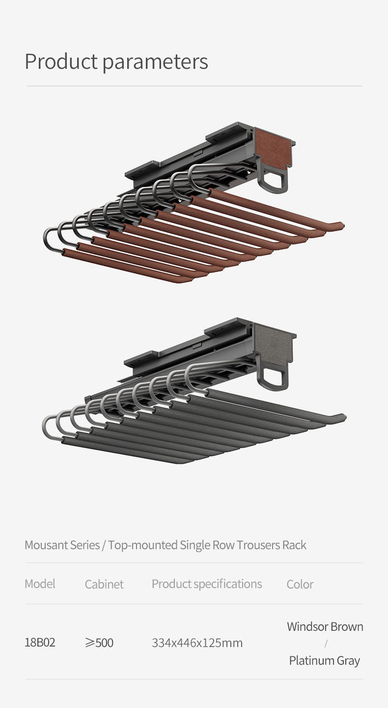 Top Mounted Single Row Pants Rack