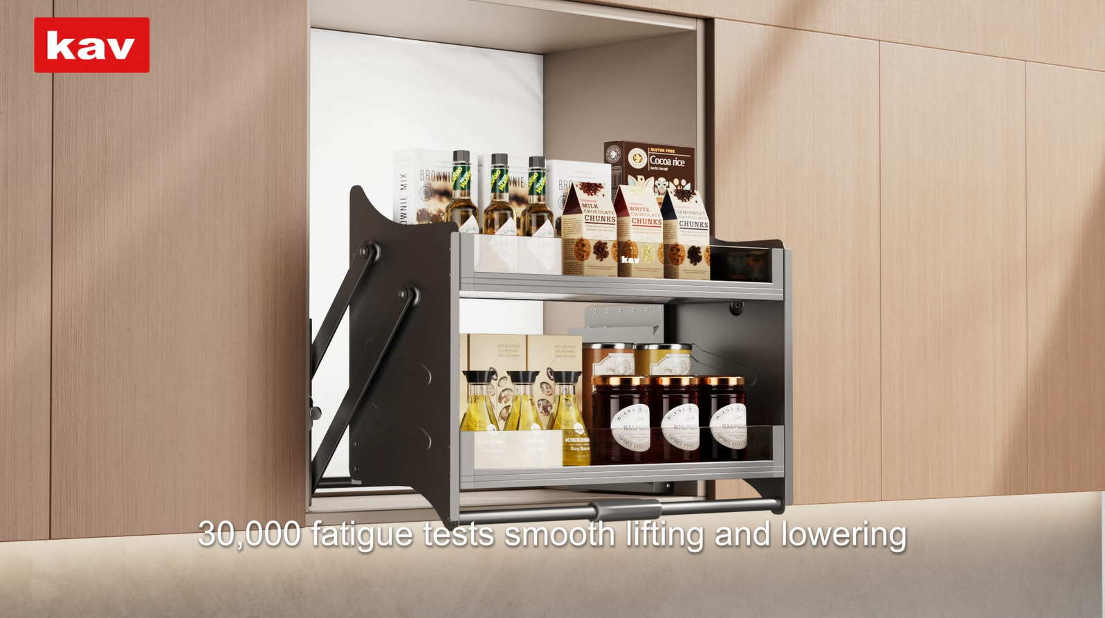 Say hello to the kav B061202H Glass Manual Lift Basket — smarter storage for modern kitchens!
